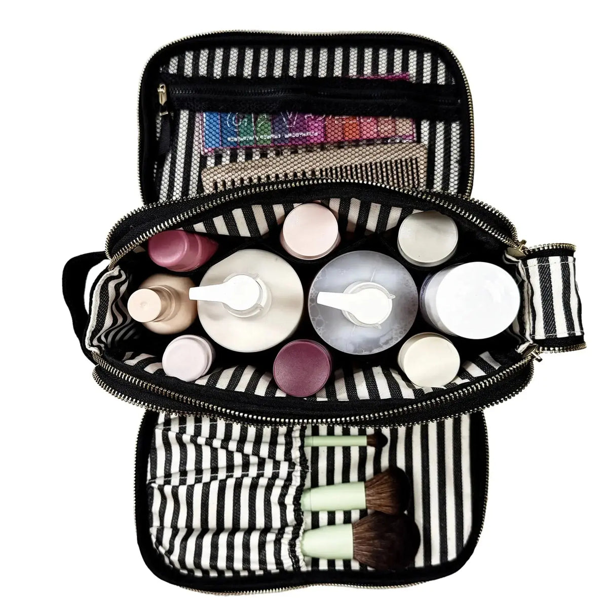 Travel beauty bag by Bag-All for bath and body essentials, featuring a compact, organized design with multiple compartments.