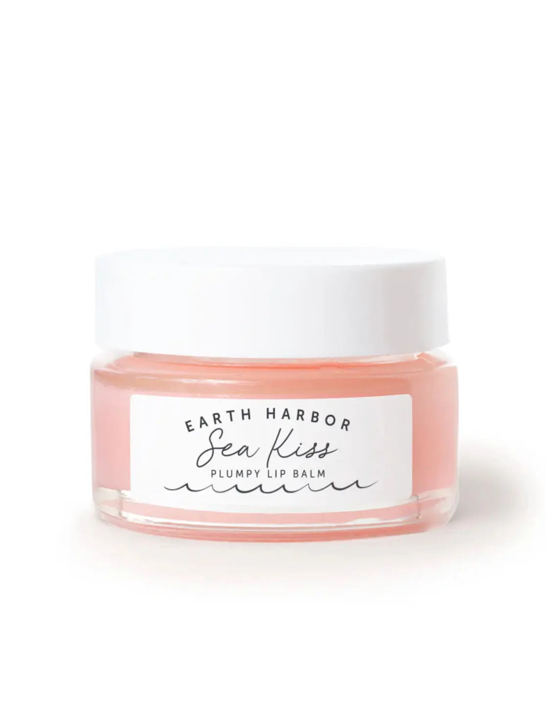 Earth Harbor Sea Kiss Plumpy Lip Balm in a sleek container, showcasing the nourishing lip balm product with a smooth, glossy finish.