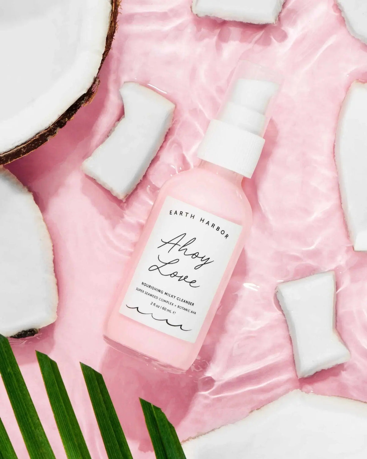 Earth Harbor AHOY LOVE Nourishing Milky Cleanser in a pump bottle, gentle facial cleanser for soft, refreshed skin.