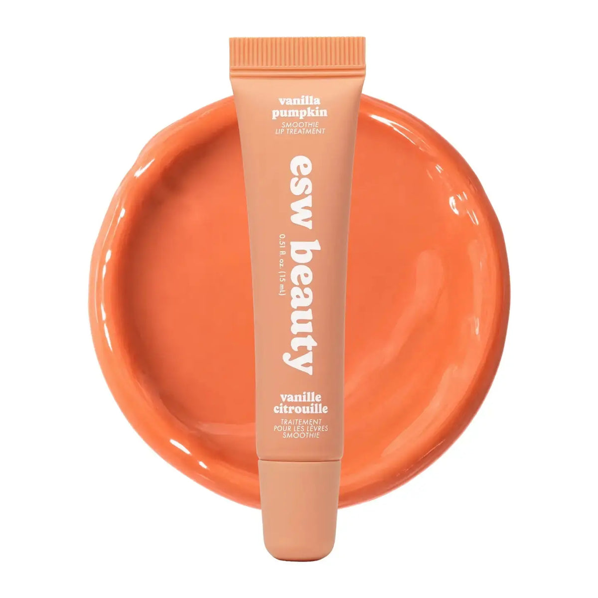 ESW Beauty Vanilla Pumpkin Smoothie Lip Treatment in a sleek skincare tube, designed to nourish and hydrate lips with vanilla pumpkin flavor.