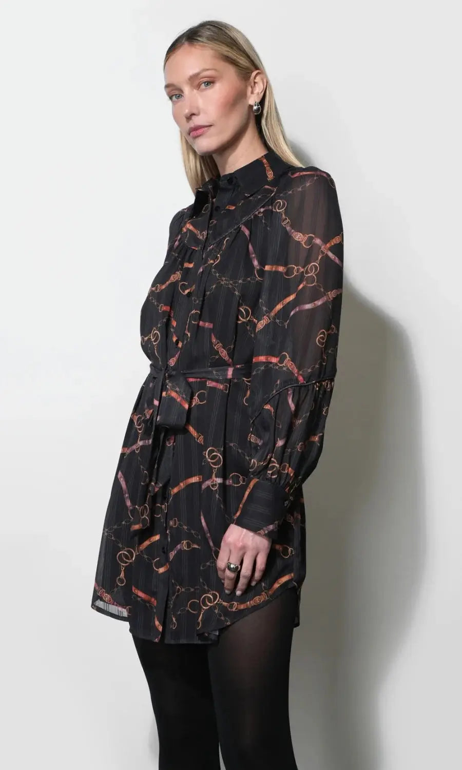 Anabelle Key Print Shirt Dress