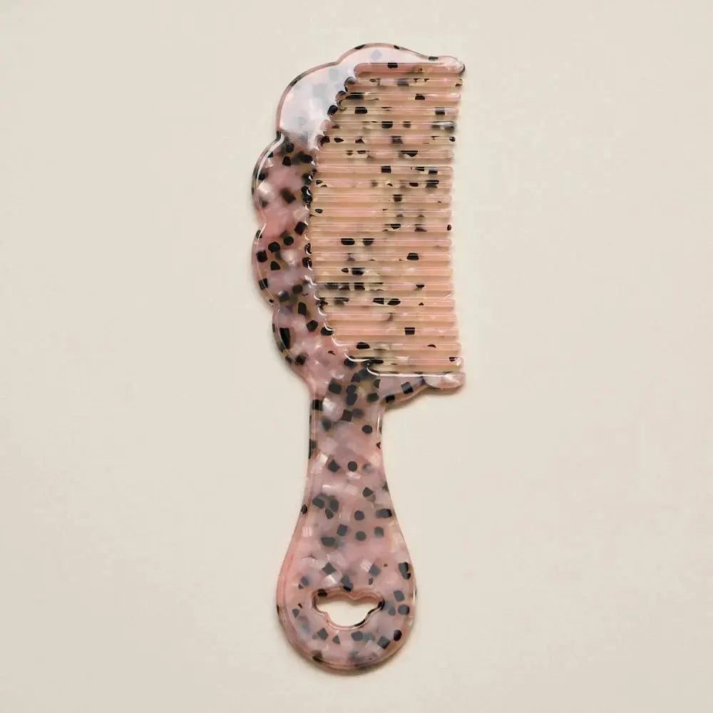 Frem pink confetti Heritage Comb hair accessory with decorative design and textured teeth for styling or securing hair.