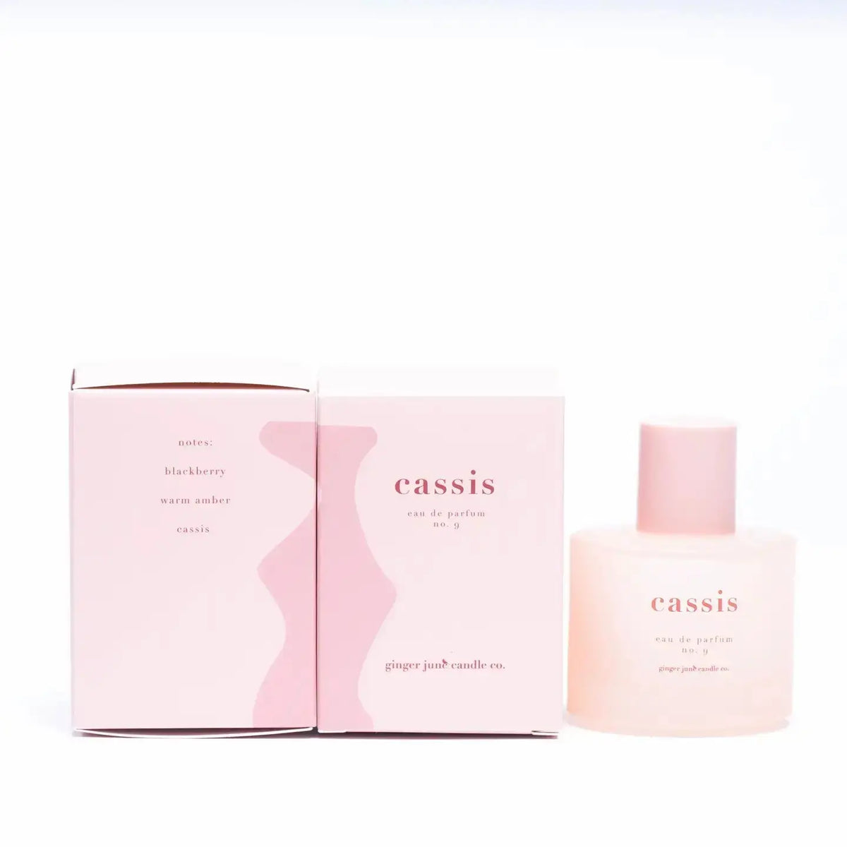 Ginger June Cassis essential oil perfume bottle with elegant packaging, showcasing a luxurious fragrance for women.