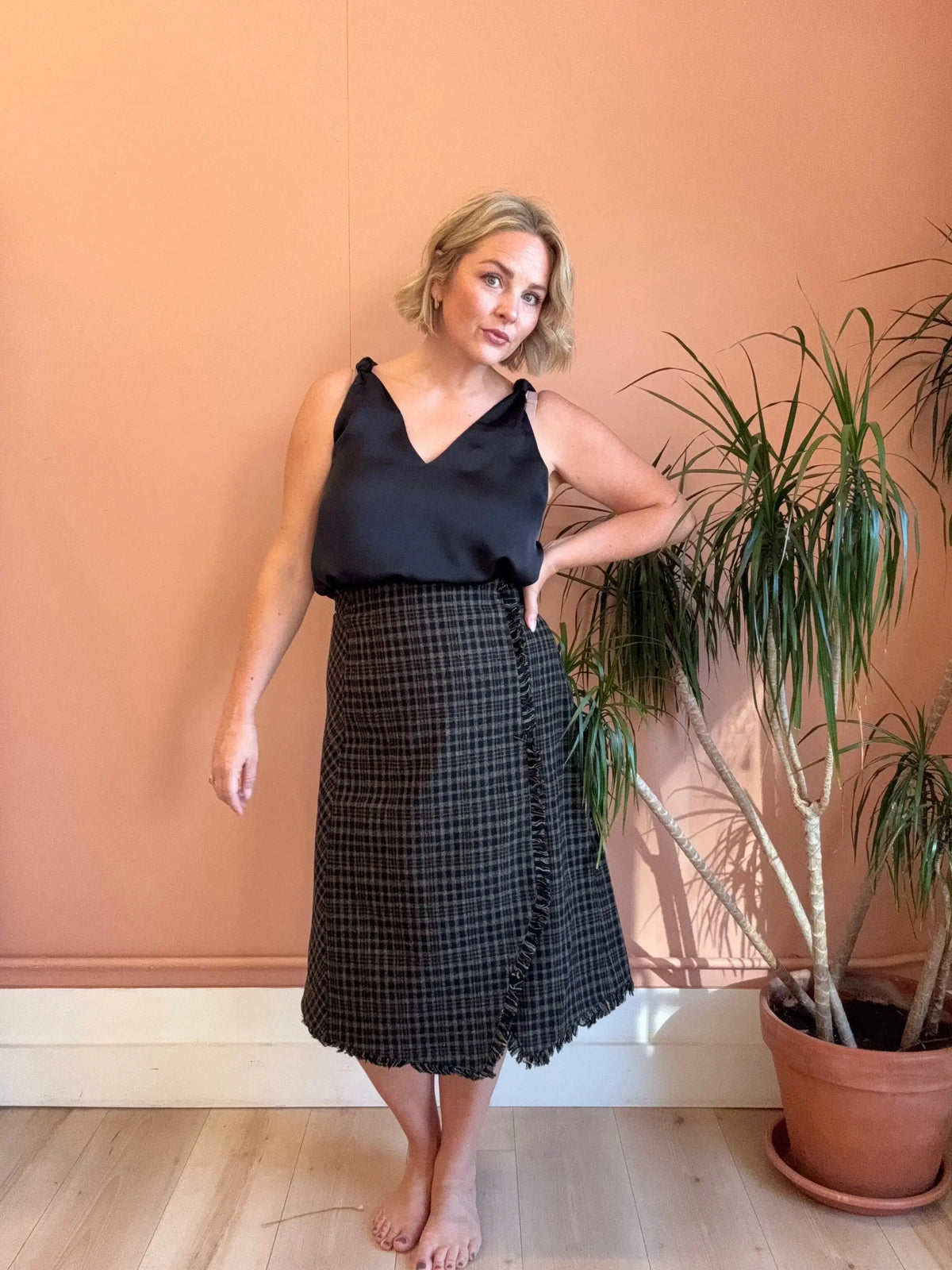 Greylin Brighton skirt in extra small size, stylish women's apparel with a fitted waist and flowy fabric in a neutral color.