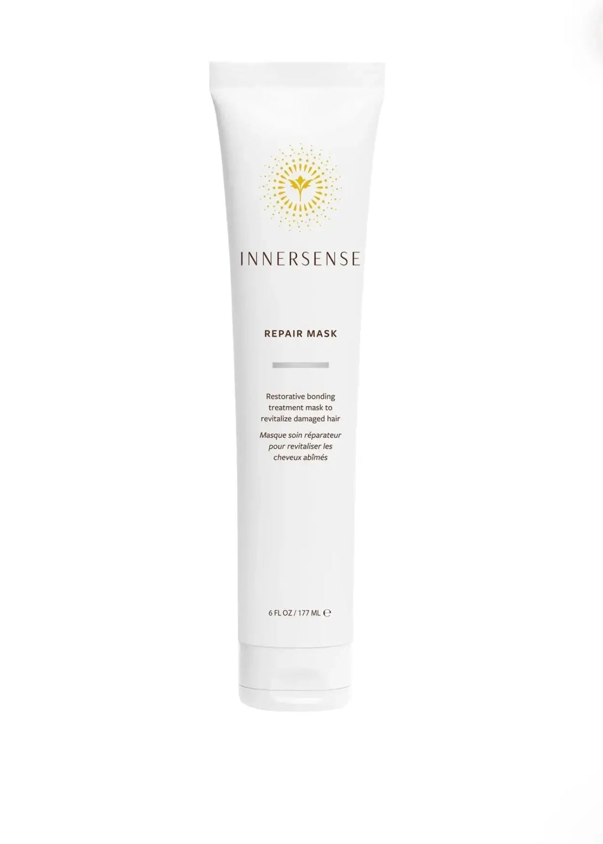 Innersense Organic Beauty Repair Hair Mask in a jar, showing a creamy hair treatment for nourishing and restoring damaged hair.