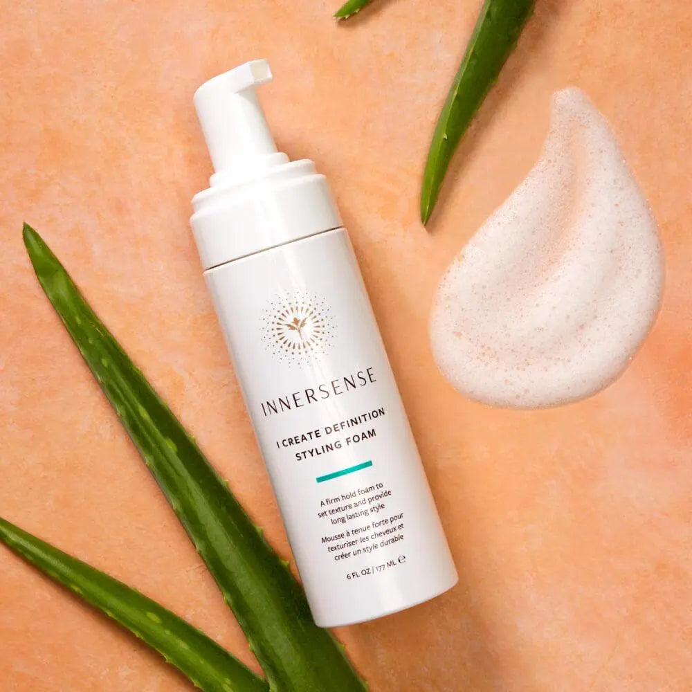 Innersense Organic Beauty I Create Definition Hair Care product with natural ingredients and sleek packaging.
