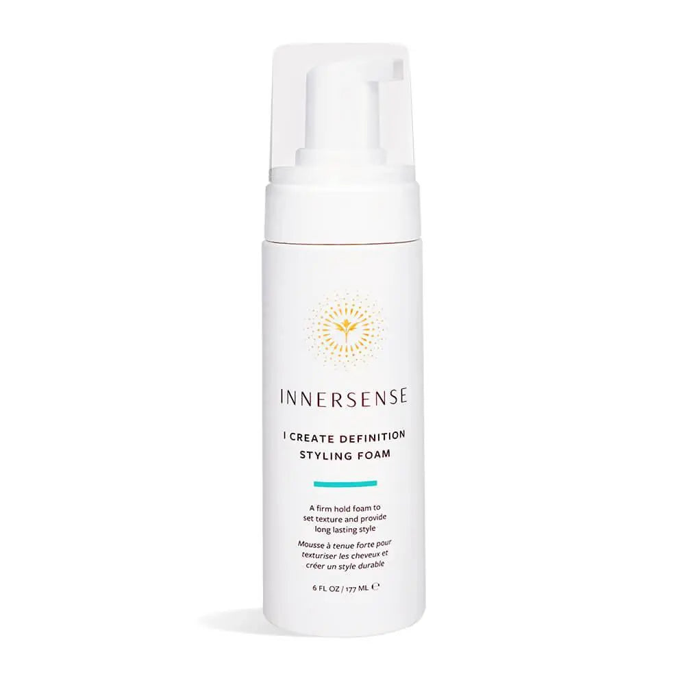Innersense Organic Beauty I Create Definition Hair Care product bottle with natural ingredients and black pump dispenser.