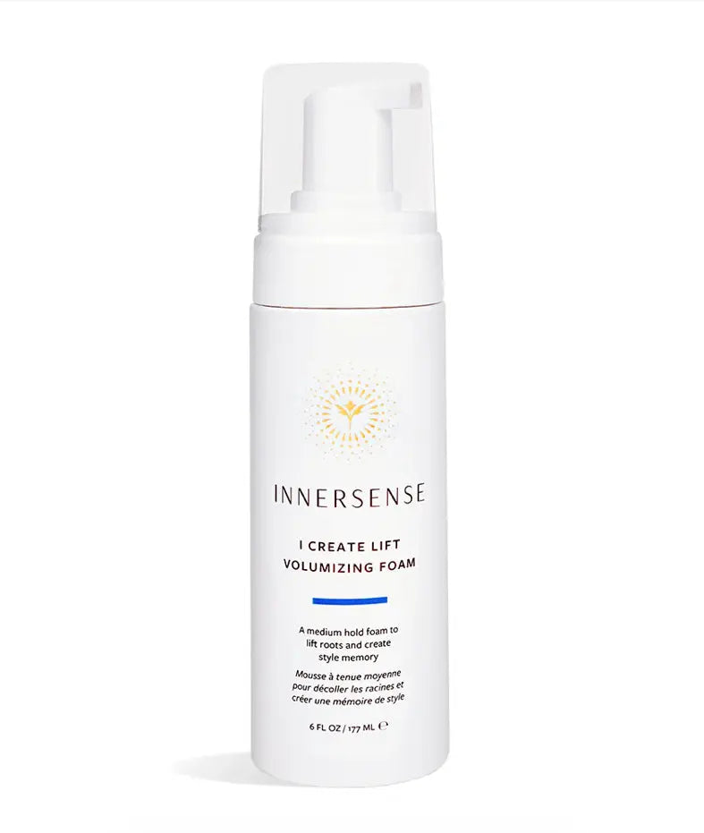 Innersense Organic Beauty I Create Lift haircare product in a sleek bottle, designed to add volume and lift to fine hair.
