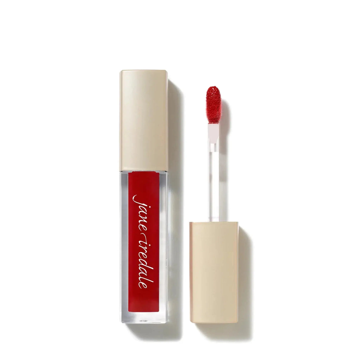 Jane Iredale ColorLuxe High Impact Lip Glaze in nude, showcasing the glossy finish and smooth applicator on the product.