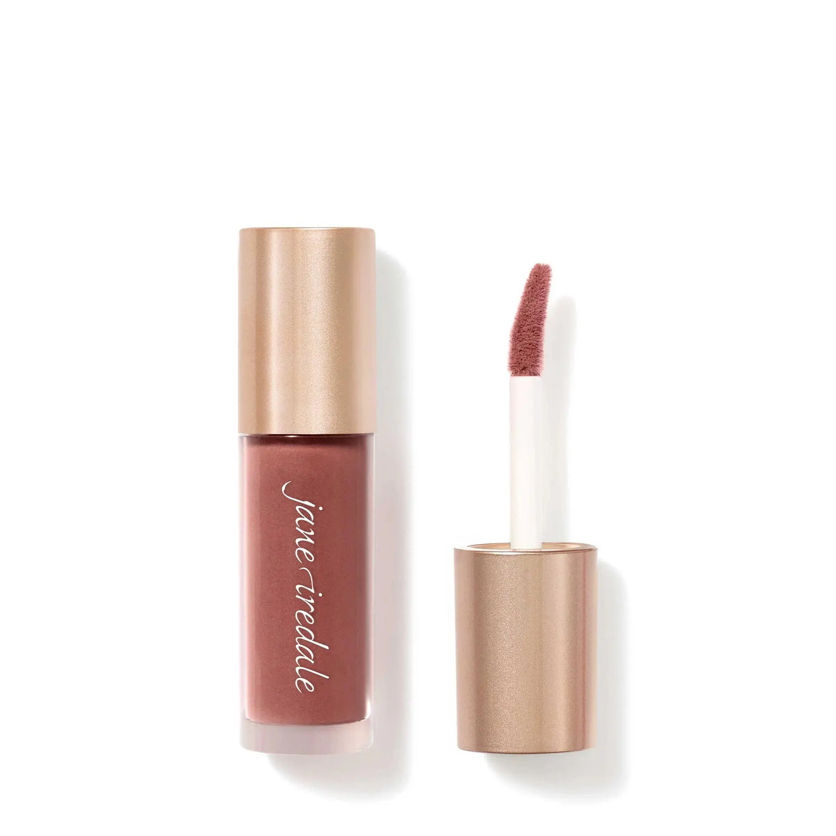Jane Iredale Beyond Matte Lip Stain in a natural lip color, showing the smooth, matte finish on lips.