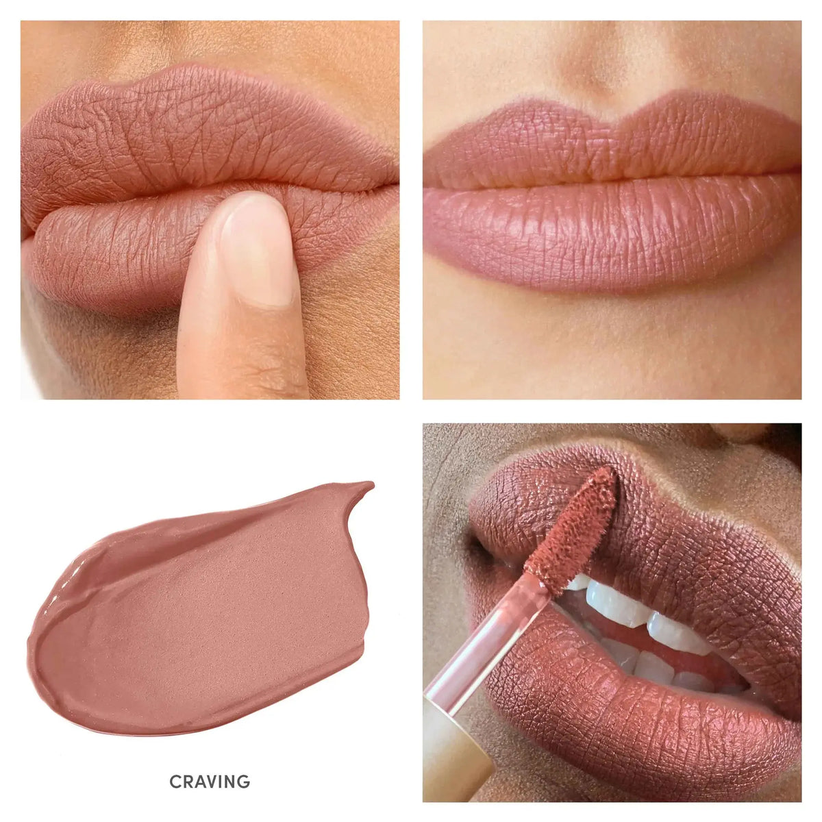 Jane Iredale Beyond Matte Lip Stain in a natural shade, showcasing a smooth, matte finish on lips.