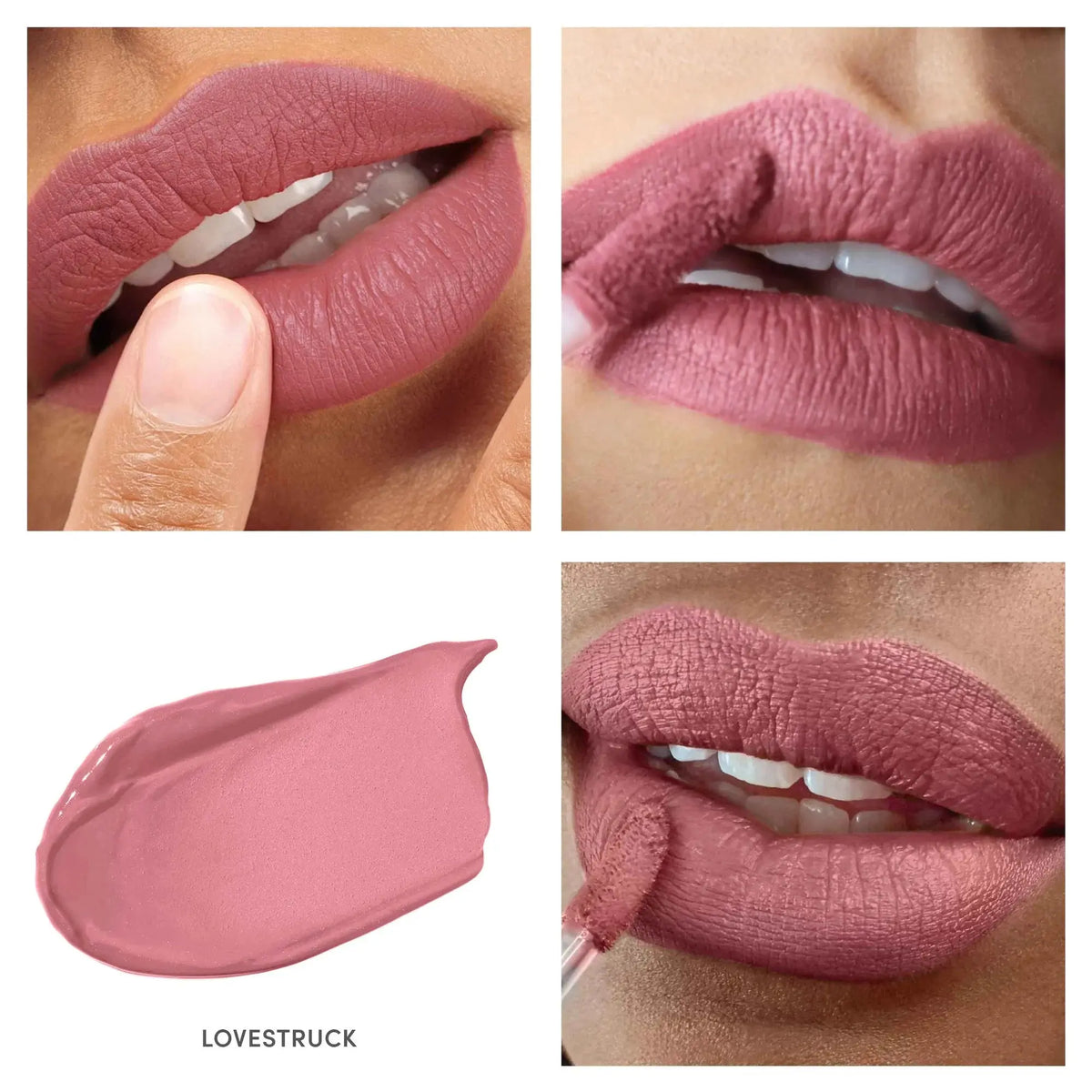 Jane Iredale Beyond Matte Lip Stain in a natural lip color, showcasing its smooth, matte finish on lips.