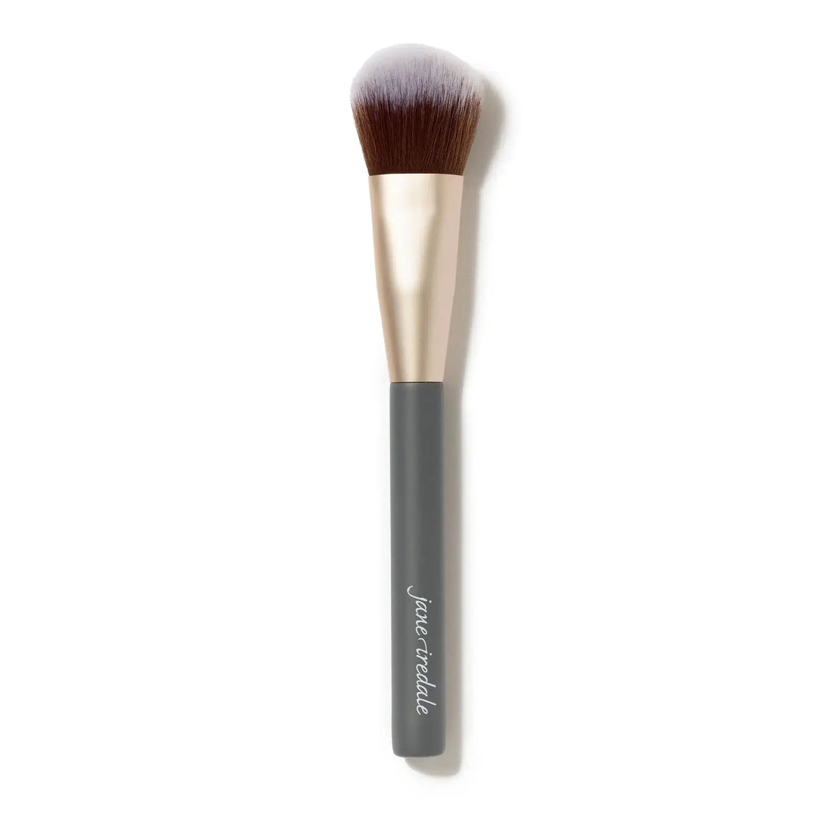 Jane Iredale cheek brush with soft bristles for applying blush and contouring, shown with the brush tip visible.
