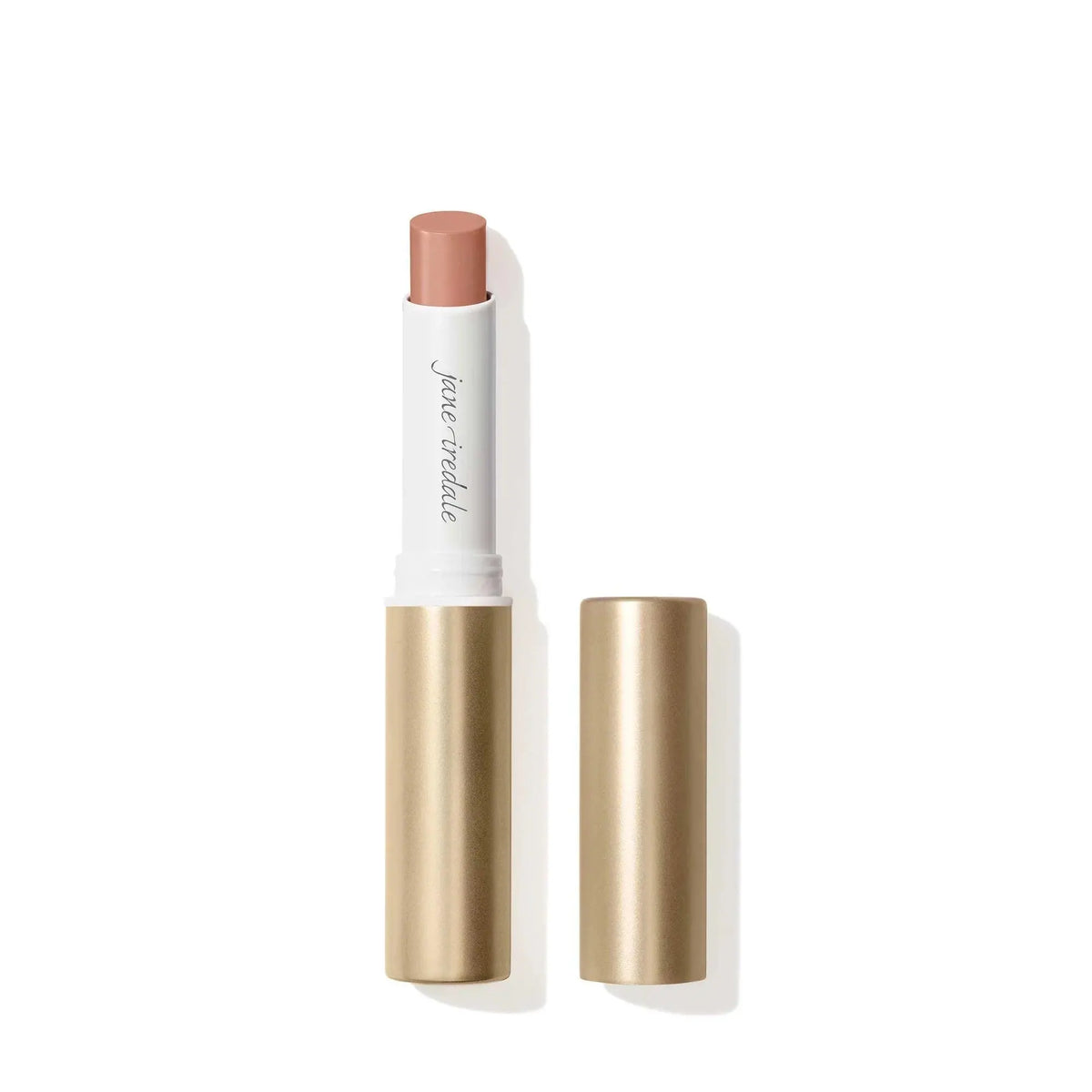 Jane Iredale ColorLuxe Hydrating Cream Lipstick in toffee shade, featuring a smooth, creamy texture and elegant packaging.