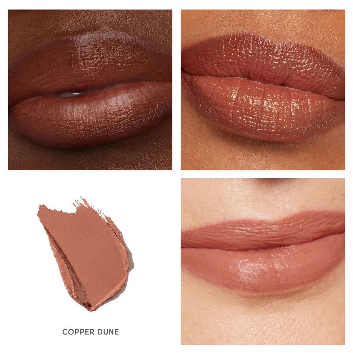 Jane Iredale ColorLuxe Hydrating Cream Lipstick in toffee shade, showing a smooth, creamy lipstick bullet ready for application.