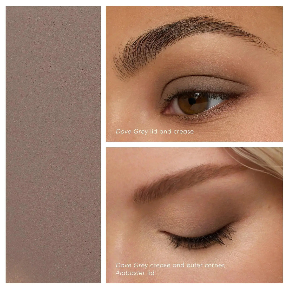 Jane Iredale ColorLuxe Eye Shadow Stick in a neutral shade, with creamy texture and sleek packaging visible in the image.