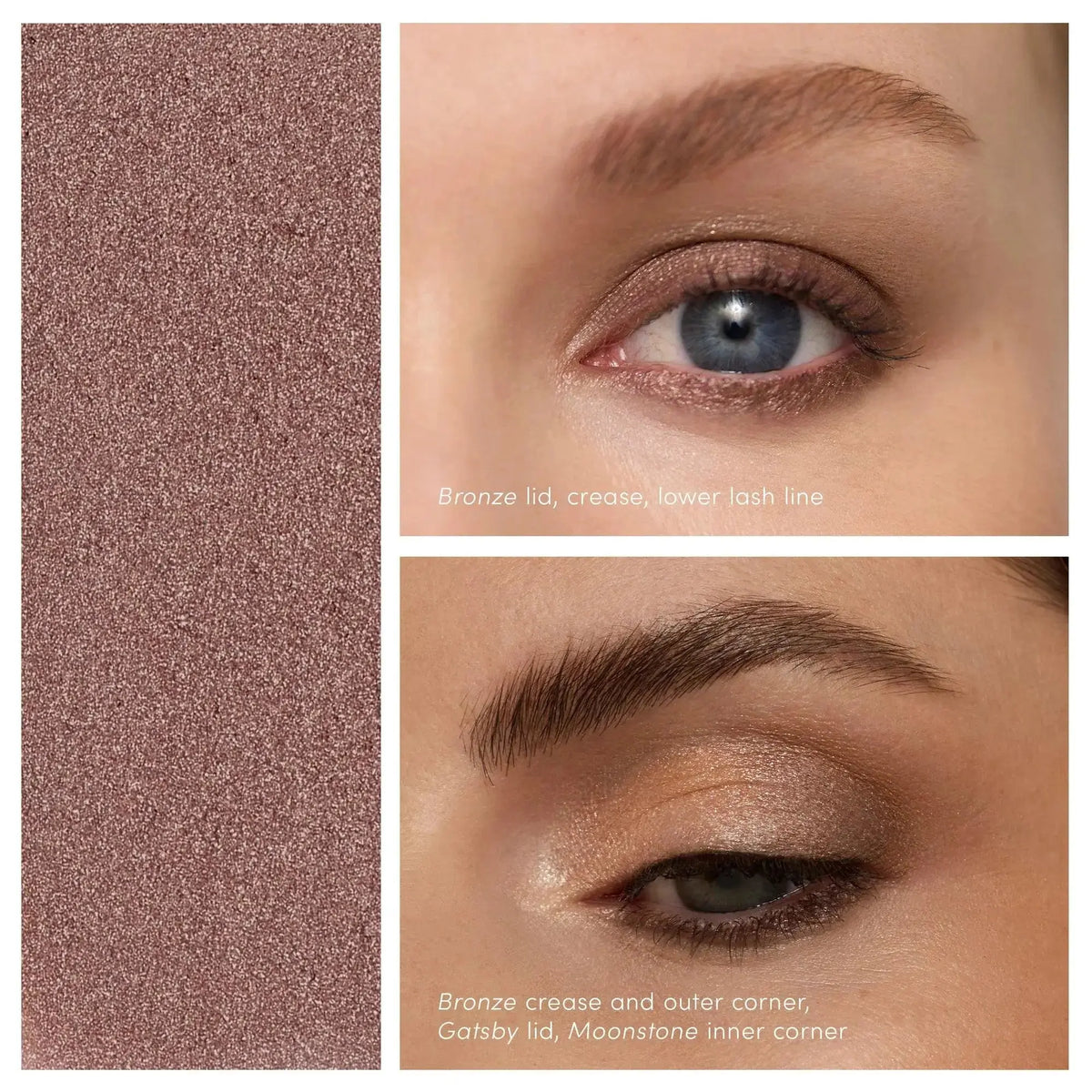 Jane Iredale ColorLuxe Eye Shadow Stick in saddle shade, showcasing a sleek makeup product with a smooth, creamy texture.