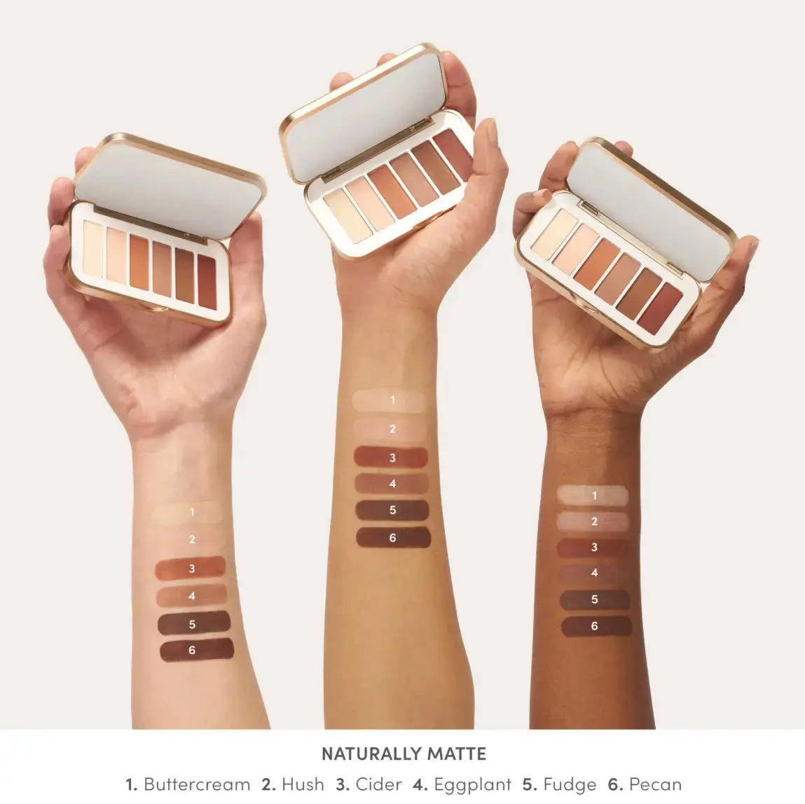 Jane Iredale PurePressed Eyeshadow Palette with naturally matte neutral shades, featuring a compact with multiple eyeshadow pans.
