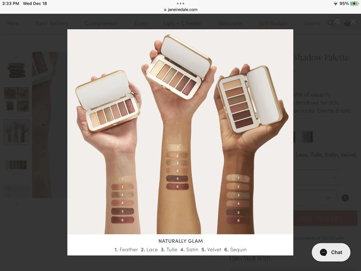 Jane Iredale PurePressed Eyeshadow Palette with natural matte shades in a sleek compact.