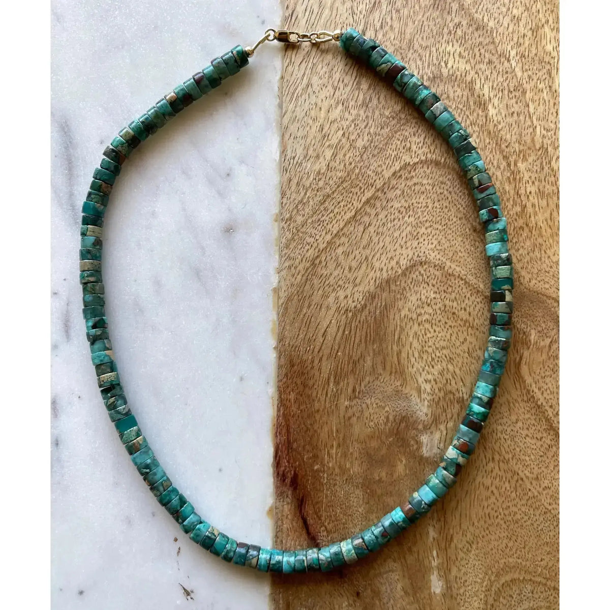 Beaded Zuma necklace by Jessica Matrasko Jewelry featuring colorful beads and a stylish, handmade design.