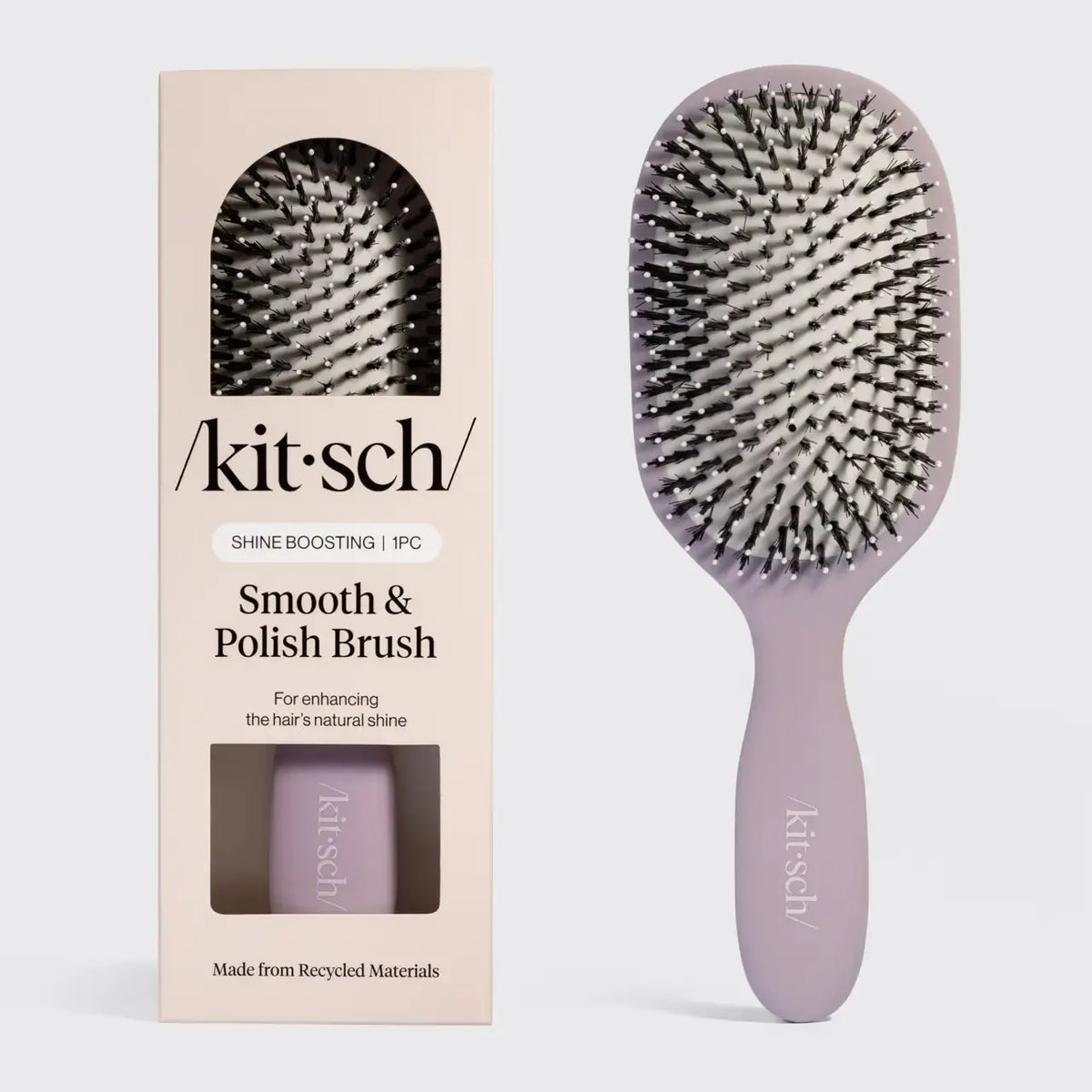 Pink Kitsch Smooth & Polish Hair Brush with soft bristles, designed for gentle styling and detangling hair.