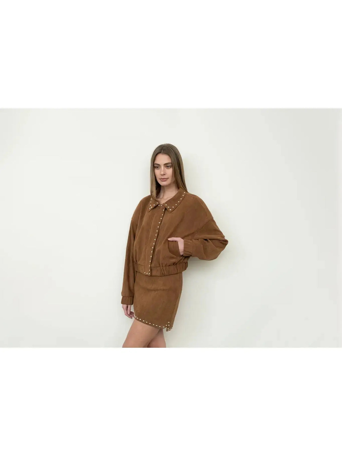 Moonriver Dakota faux suede jacket in extra small size, featuring a soft, stylish apparel design with a smooth suede appearance.