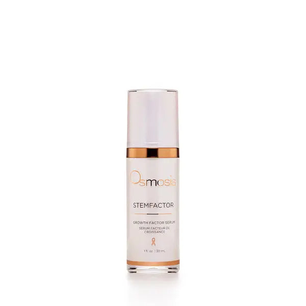 Osmosis Stemfactor Growth Factor Serum in a sleek glass bottle with dropper for skincare and facial rejuvenation.