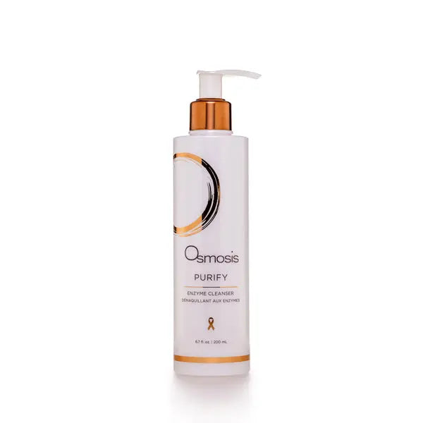 Osmosis Purify Enzyme Cleanser bottle for skin care, showing the product label and packaging on a clean surface.