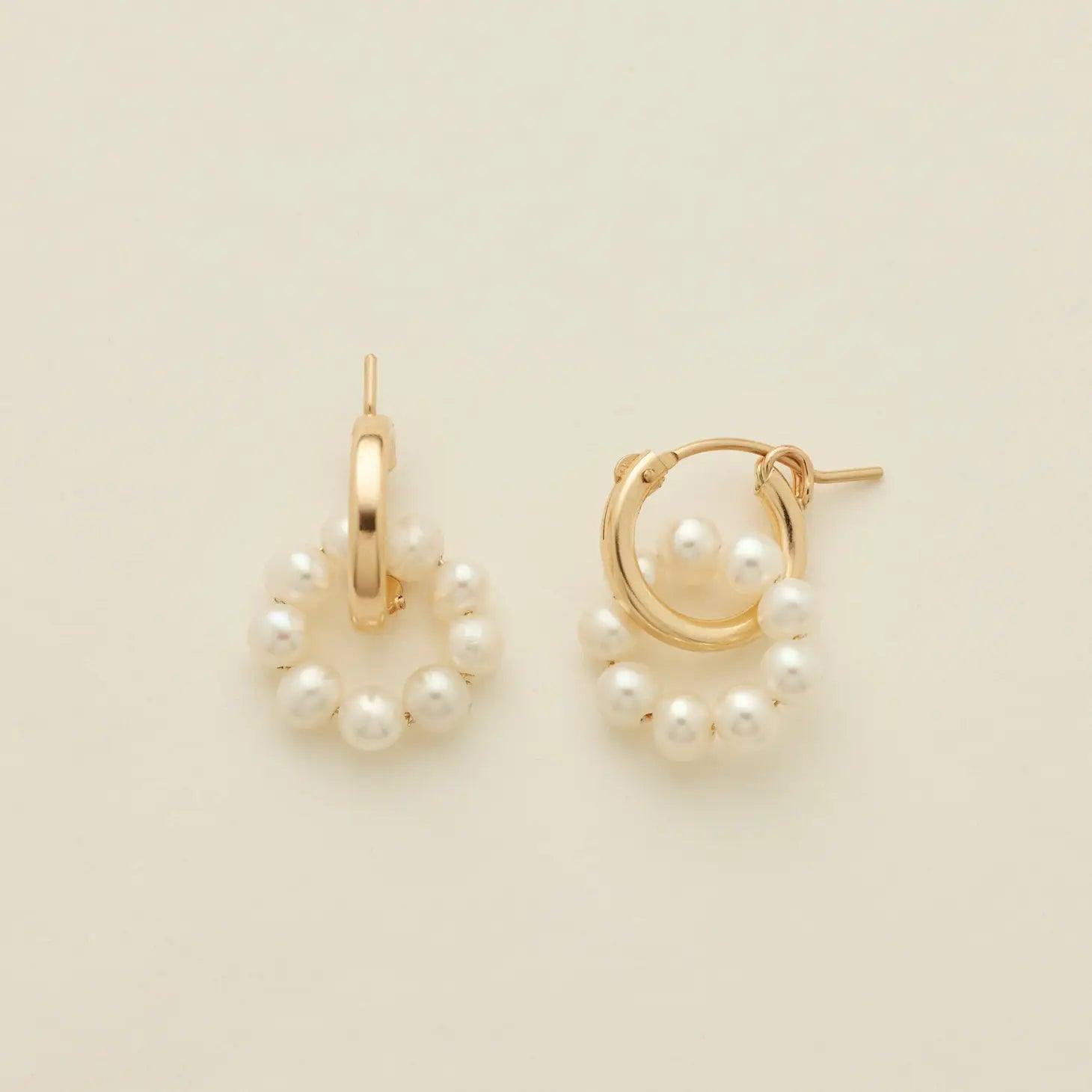 Pearl Halo Hoop Earrings - Sprig Flower Co