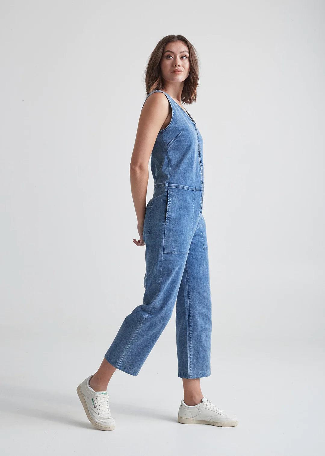 Performance Denim Jumpsuit - Light Stone - Sprig Flower Co