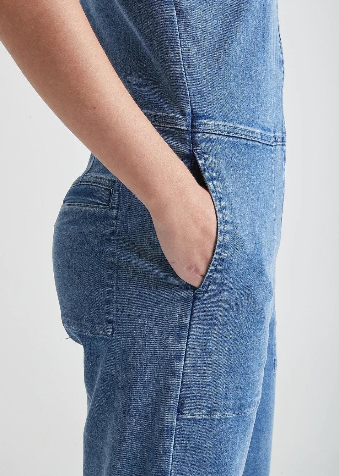 Performance Denim Jumpsuit - Light Stone - Sprig Flower Co