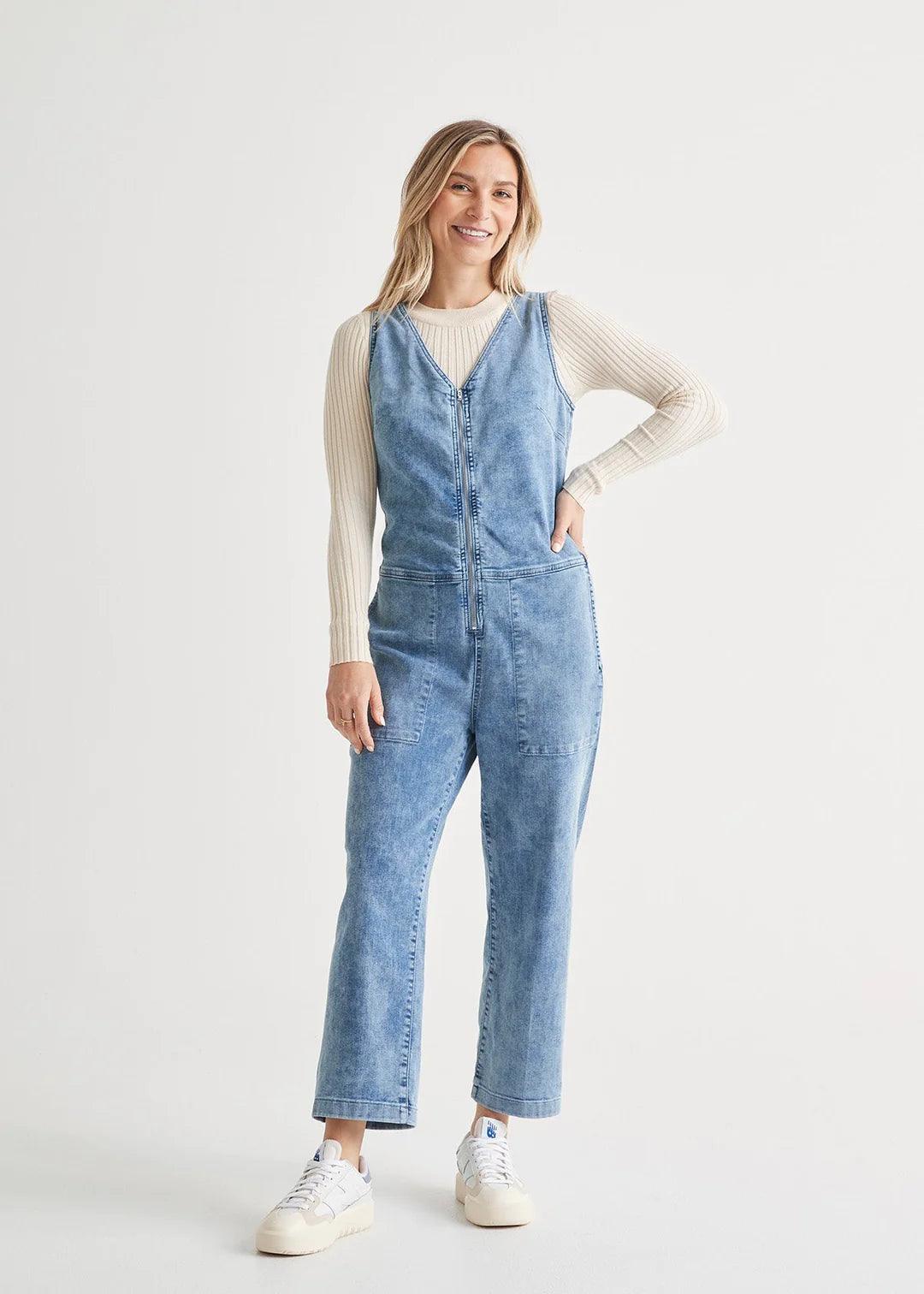 Performance Denim Jumpsuit - Light Stone - Sprig Flower Co