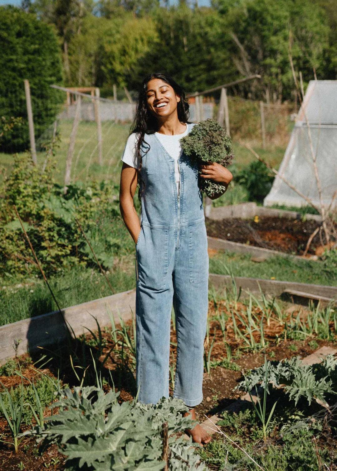 Performance Denim Jumpsuit - Light Stone - Sprig Flower Co