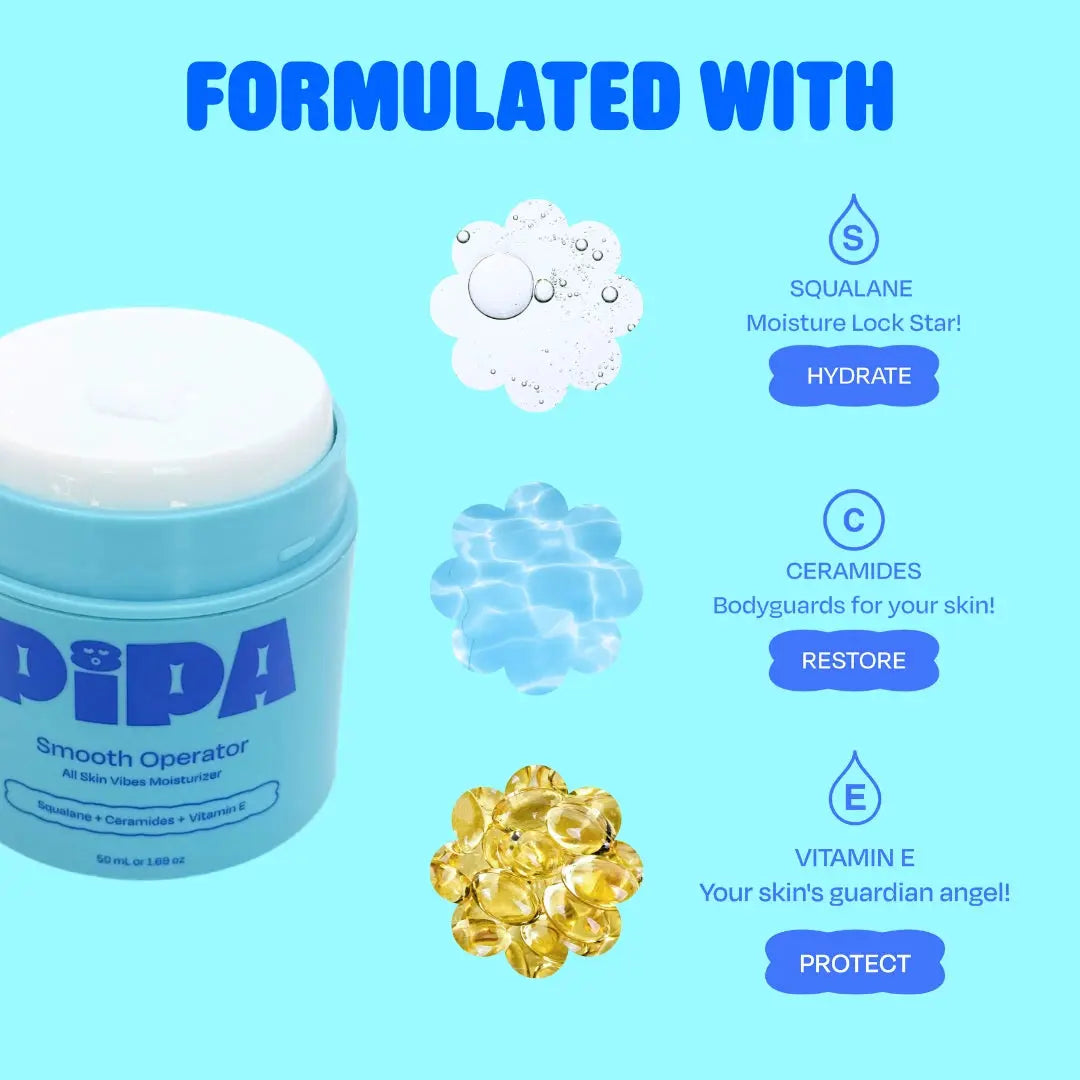 Pipa Skincare Smooth Operator Moisturizer in a sleek jar, designed for hydrating and softening skin.