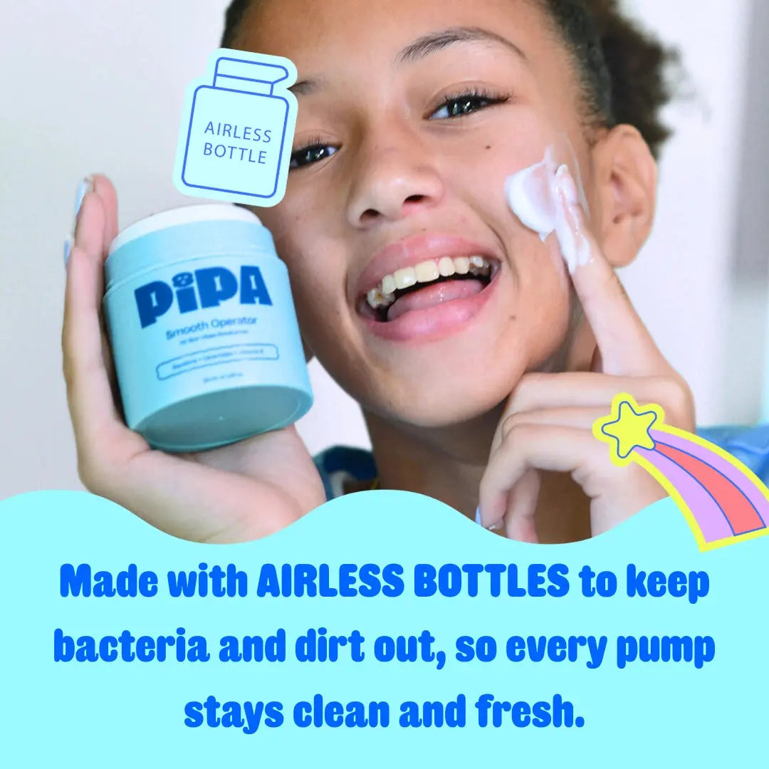 Pipa Skincare Smooth Operator Moisturizer in a sleek jar, showcasing a creamy texture for hydrating skin care.