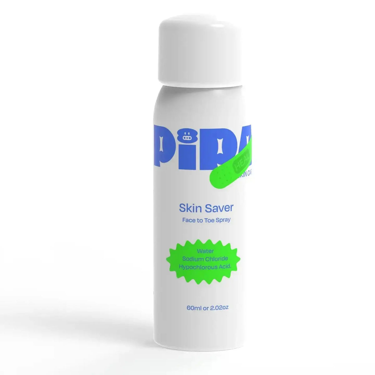 Pipa Skin Saver hypochlorous acid face and body spray bottle, skincare product from Pipa Skincare with a sleek design.