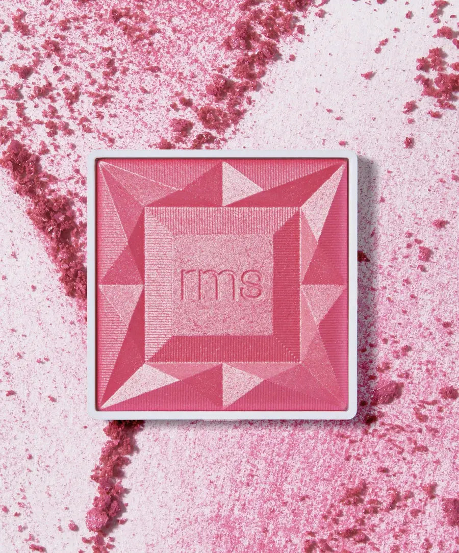 RMS Beauty ReDimension Hydra Blush in Sangria, a vibrant red blush with a hydrating formula, displayed in open packaging.