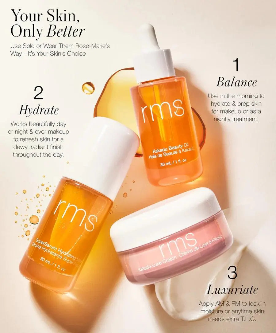 RMS Beauty Kakadu Beauty Oil in a 30ml bottle, natural skincare cosmetics with nourishing Kakadu plum extract.