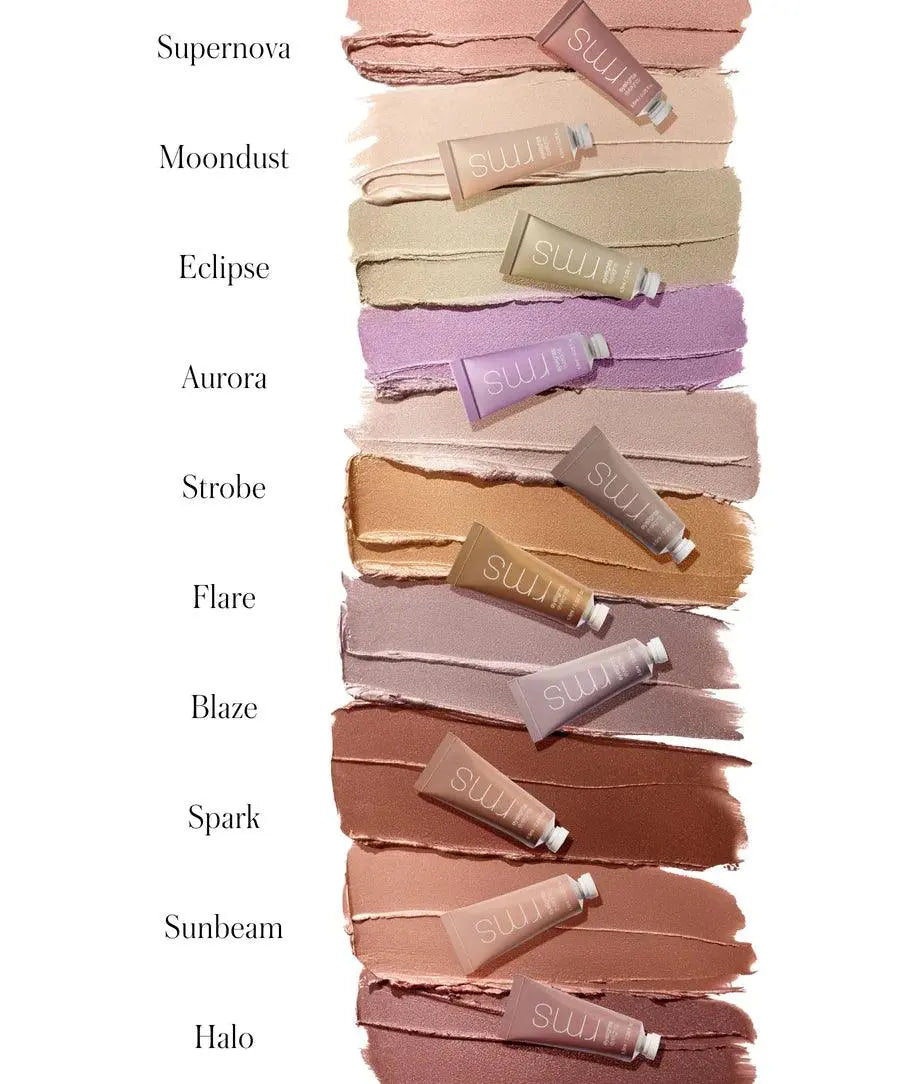 RMS Beauty Eyelights Cream Eyeshadow in Flare, showing a smooth, shimmering eye shadow swatch on a neutral background.