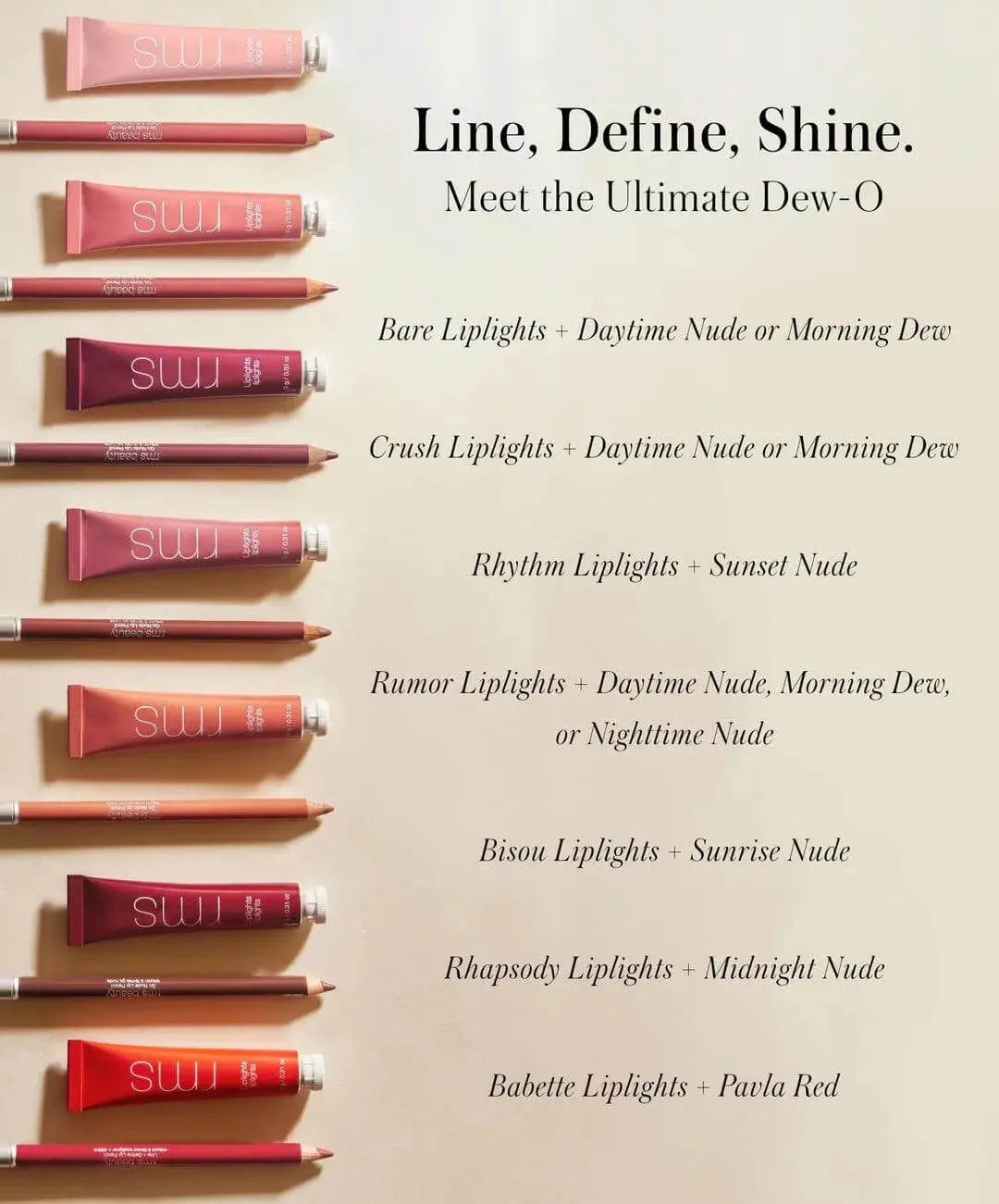 RMS Beauty Go Nude Lip Pencil, a natural lip liner with a creamy texture, showcased on a neutral background.