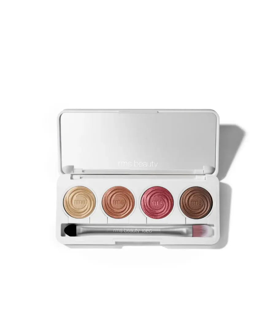 RMS Beauty ReDimension Hydra Eyes Quartet makeup palette with four eyeshadow shades in sleek packaging.
