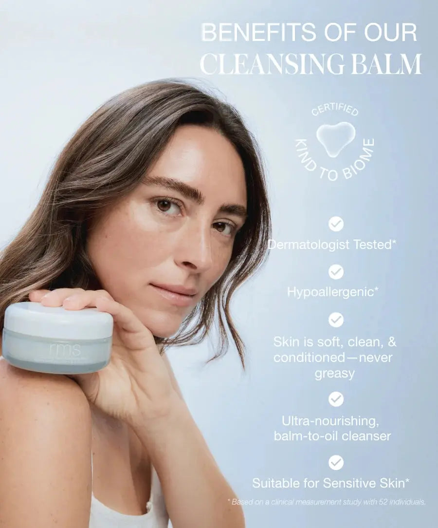 RMS Beauty Coconut Clean Cleansing Balm for skin care, natural balm in a 3.4 oz jar, smooth texture and coconut scent.