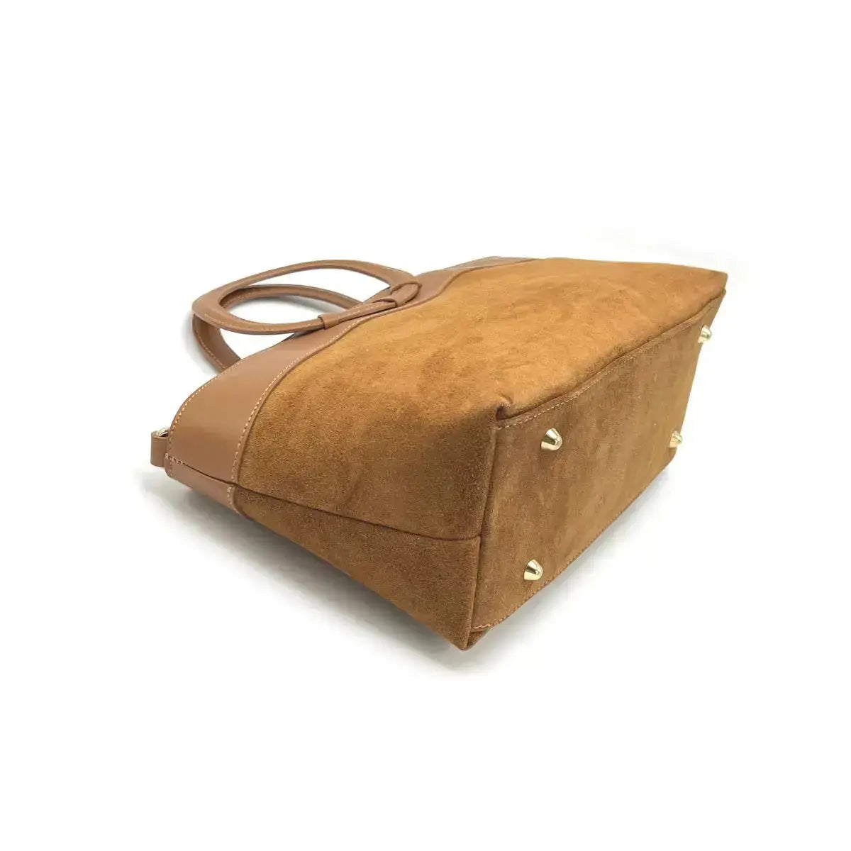 Siena suede handbag by Suie Valentini featuring a structured design with a top handle and elegant finish.