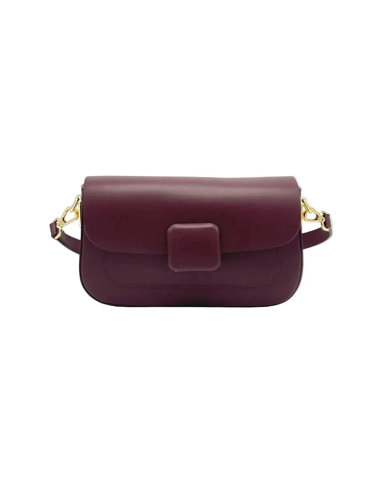 Cognac leather Verona crossbody purse by Suie Valentini with adjustable strap and sleek design, perfect for everyday use.