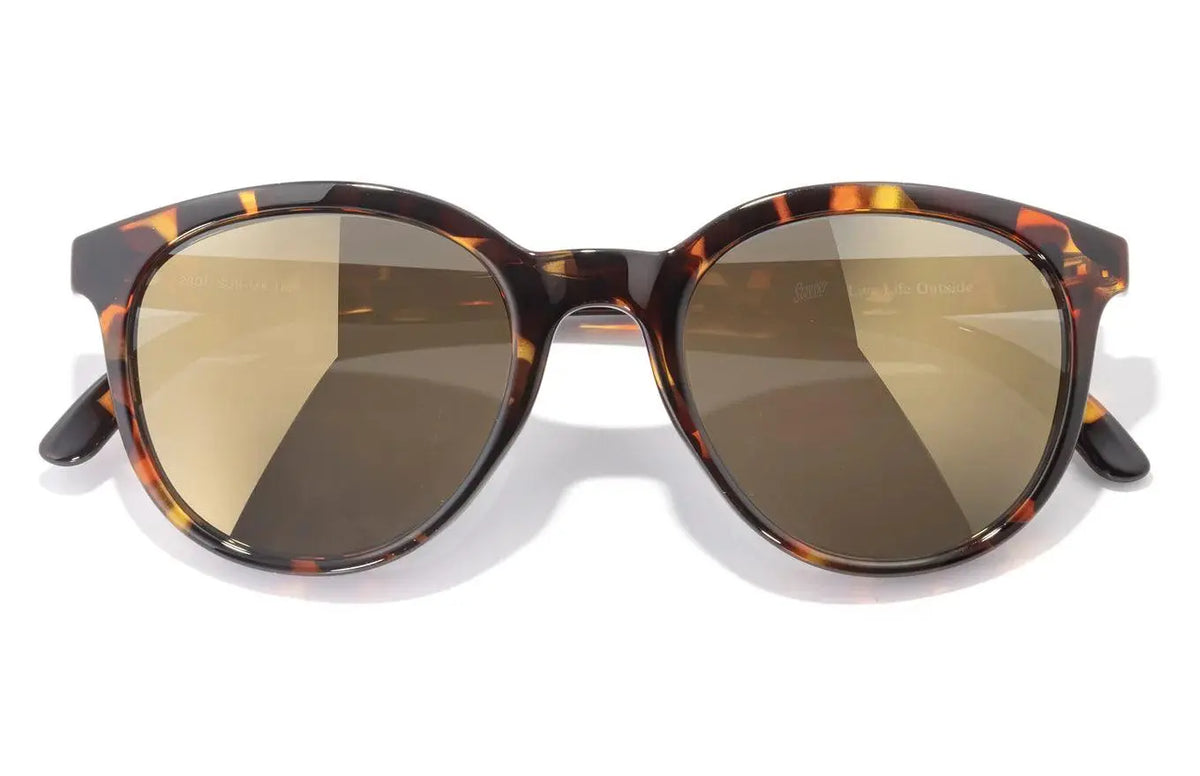 Sunski Makani tortoise gold sunglasses with round frames and tinted lenses, stylish and protective eyewear for sunny days.