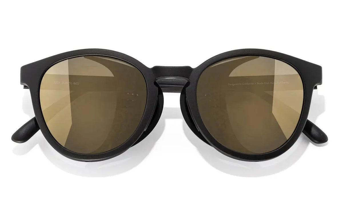 Sunski Tera sunglasses in black and gold with sleek frame and tinted lenses, stylish and lightweight for everyday wear