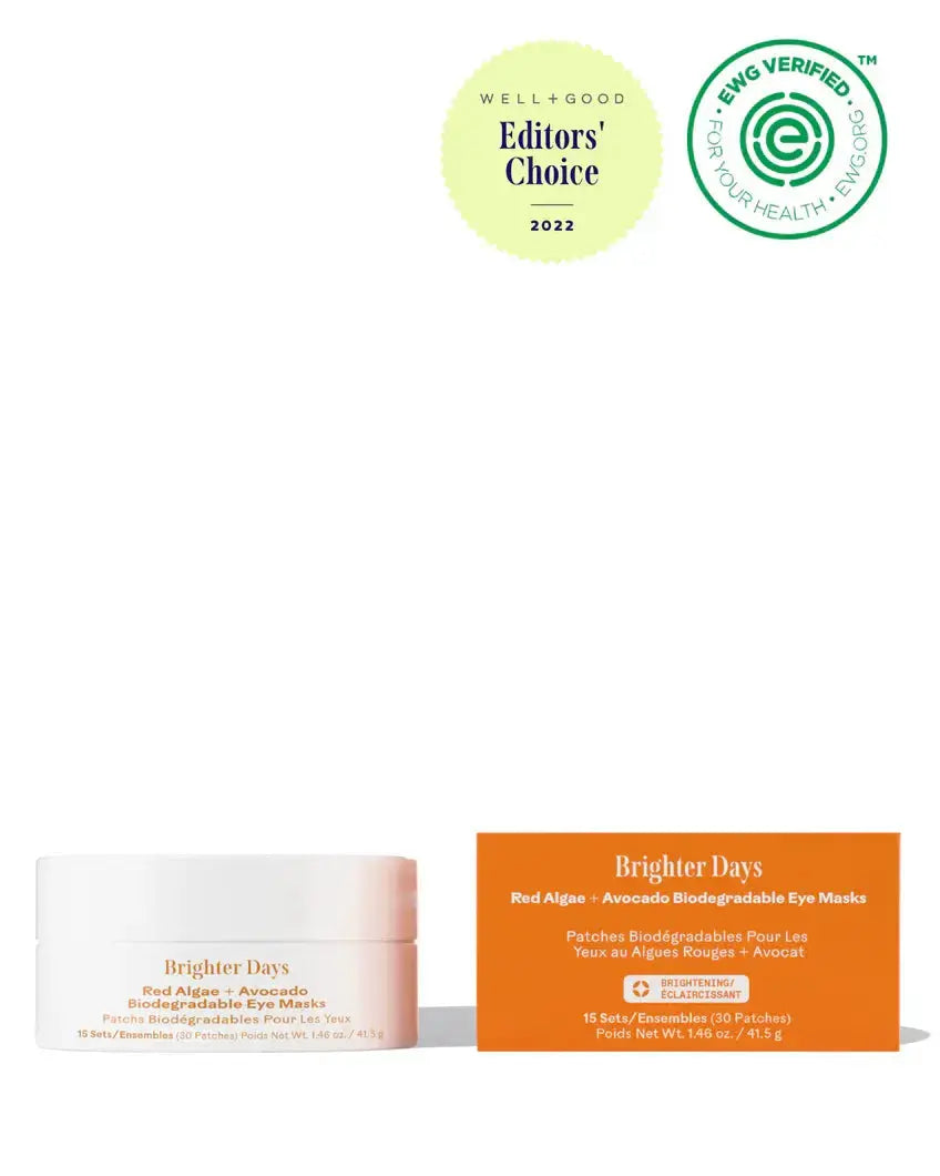Red algae and avocado biodegradable eye masks by Three Ships, designed to soothe and hydrate the skin around the eyes.