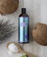 Aleavia Lavender Body Cleanse bath product, showcasing a 16 oz bottle with lavender scent and natural skincare ingredients.