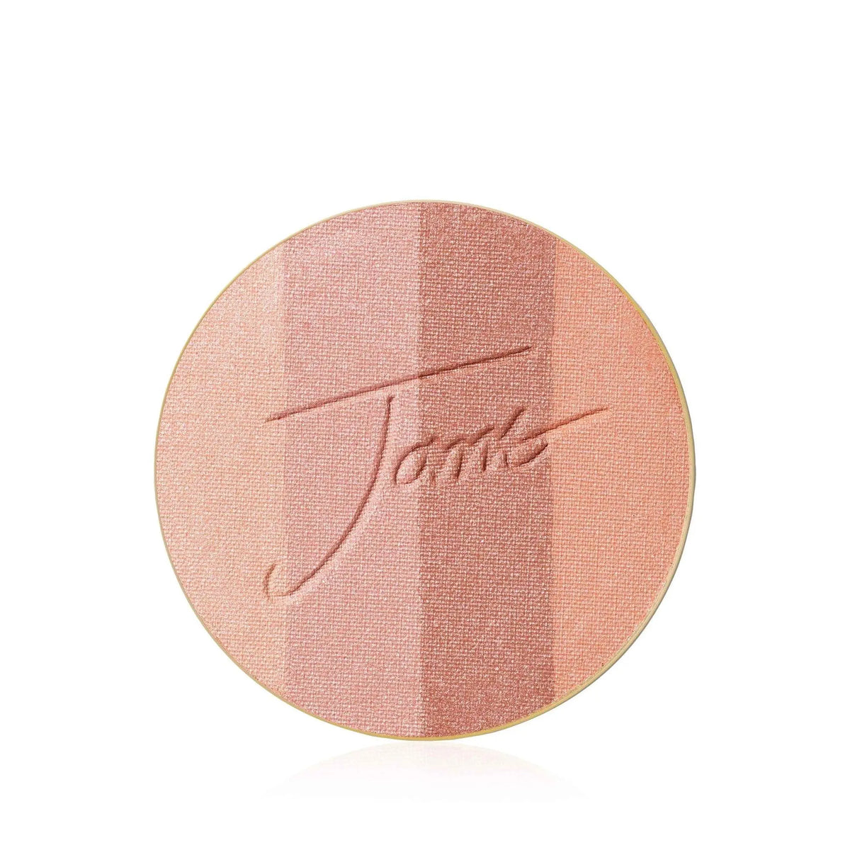 Jane Iredale PureBronze Shimmer Bronzer refill showing a warm, shimmering bronzer compact with a golden hue, perfect for glowing skin.