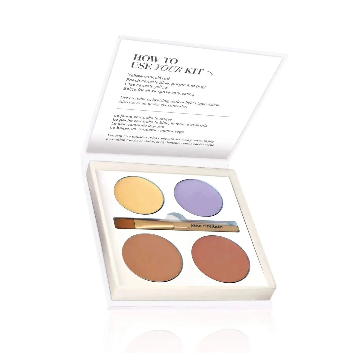 Jane Iredale Corrective Colors Color Correction Palette with multiple concealer shades for skin tone correction.